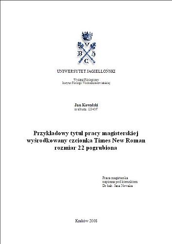 Przykładowy wygląd strony tytułowej pracy magisterskiej.