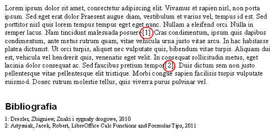 Przykład powołań numerycznych w tekście i związenej z nimi bibliografii. Przykład powołań numerycznych w tekście i związenej z nimi bibliografii.