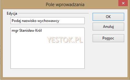 Precyzowanie zawartości pola wprowadzania.