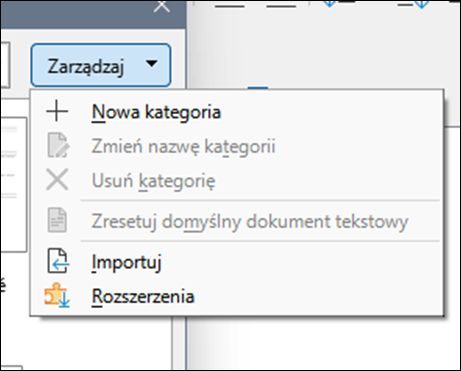Zarządzanie szablonem.